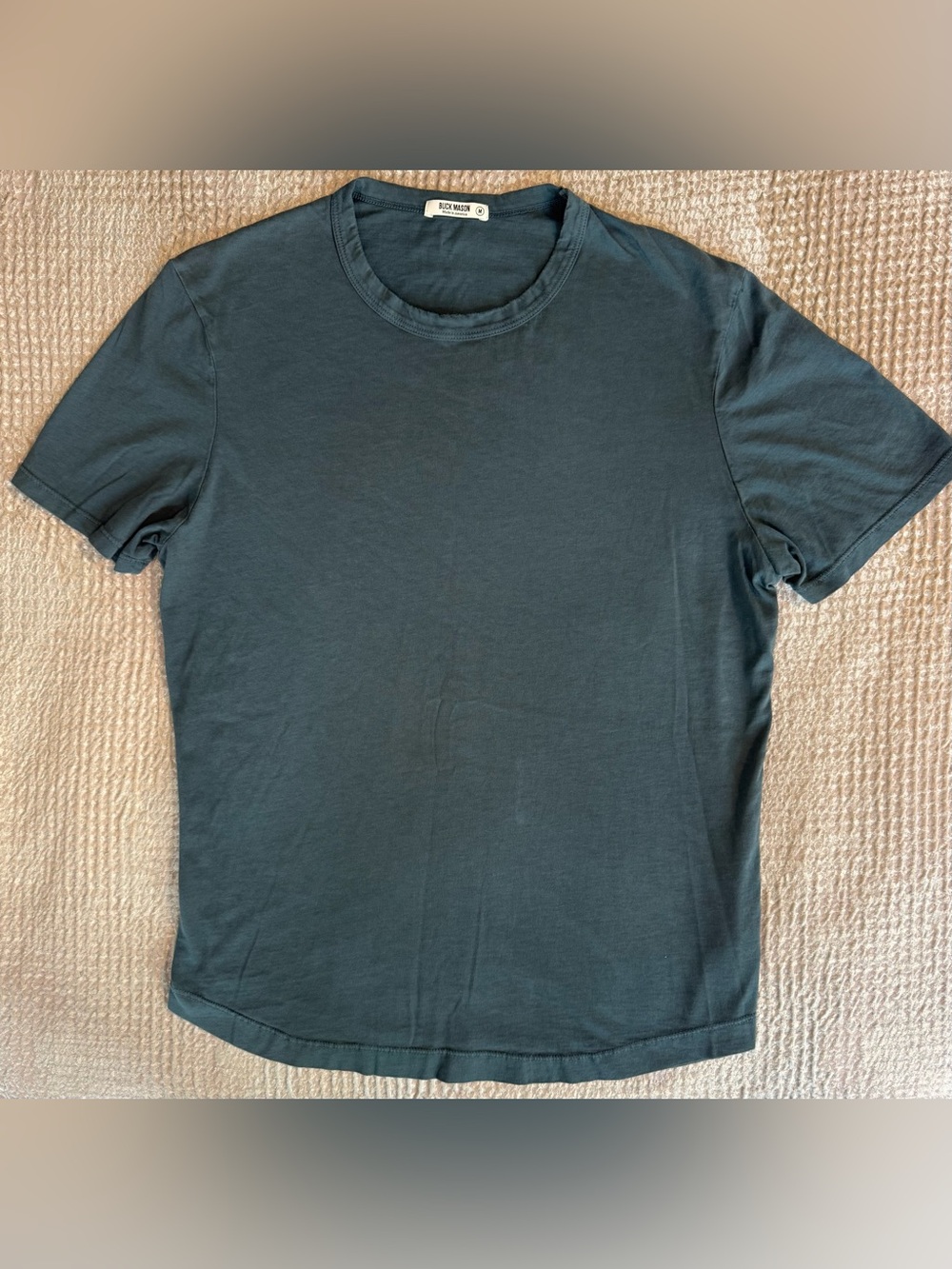 Buck Mason Slub Curved Hem Tee USA Made Gray Cotton T Shirt M